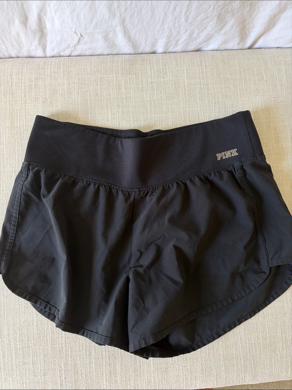 PINK Victoria's Secret Black Women's Athletic Shorts with Wide Waistband